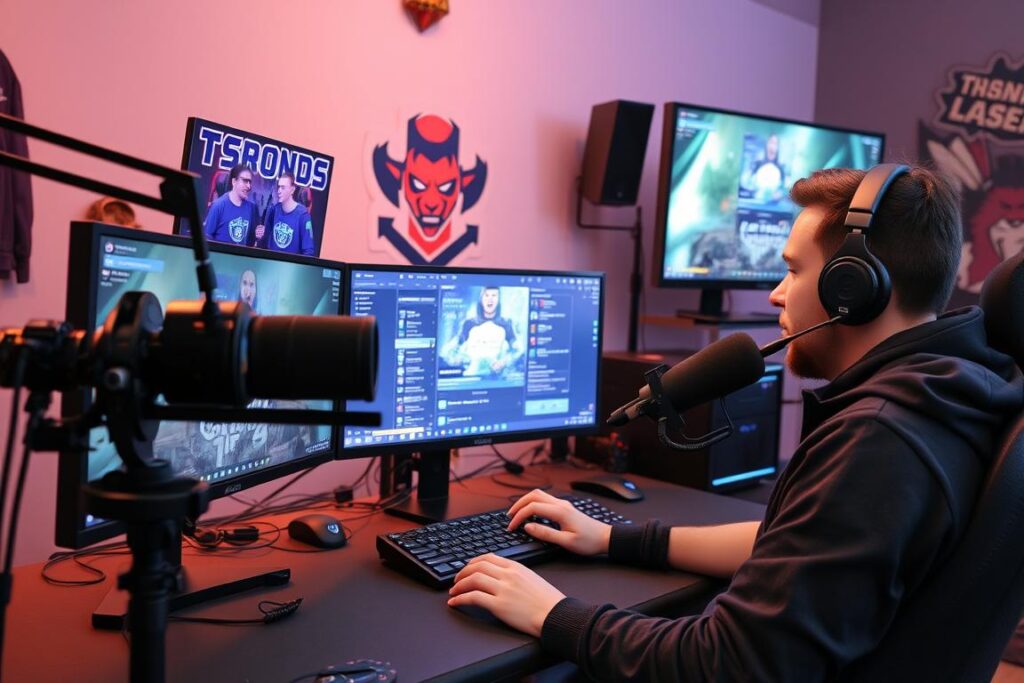 Content creator streaming esports content from a professional setup Content creator streaming esports content from a professional setup