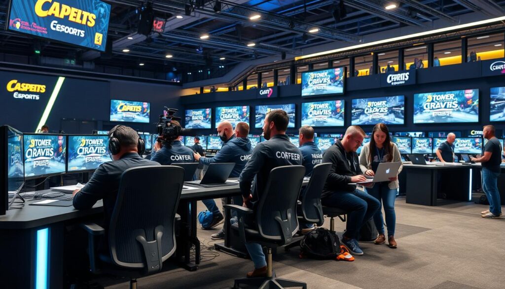 Diverse career opportunities in esports showing professionals in different roles