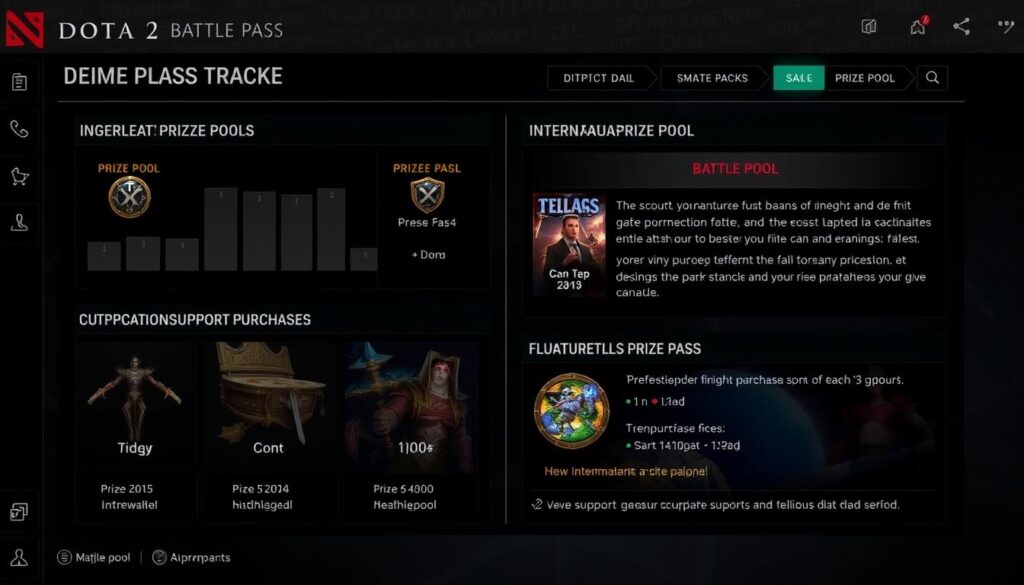 Dota 2 Battle Pass interface showing crowdfunding features