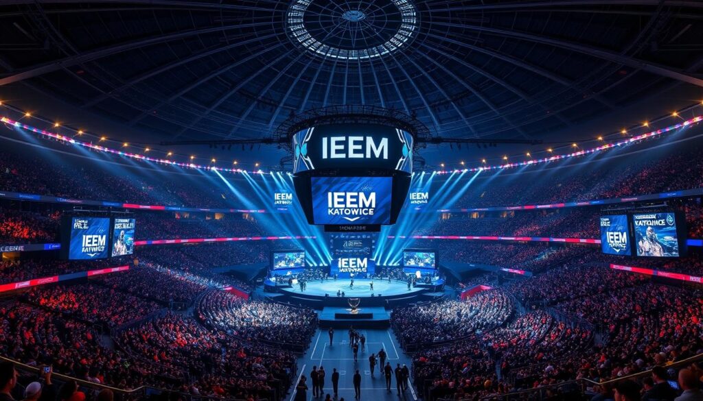 IEM Katowice arena packed with CS:GO fans watching teams compete on the main stage