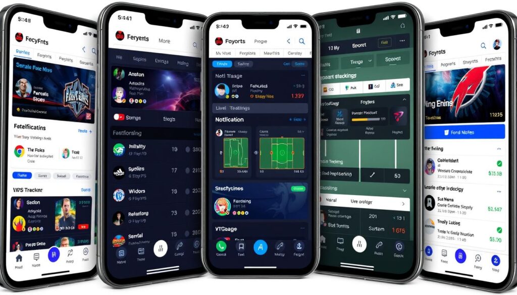 Multiple esports tracking apps showing different features and interfaces