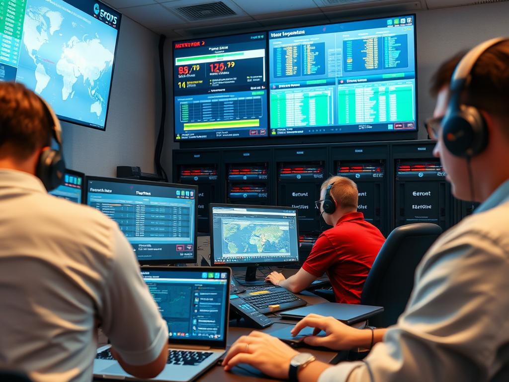 Network operations center monitoring connectivity during an esports tournament