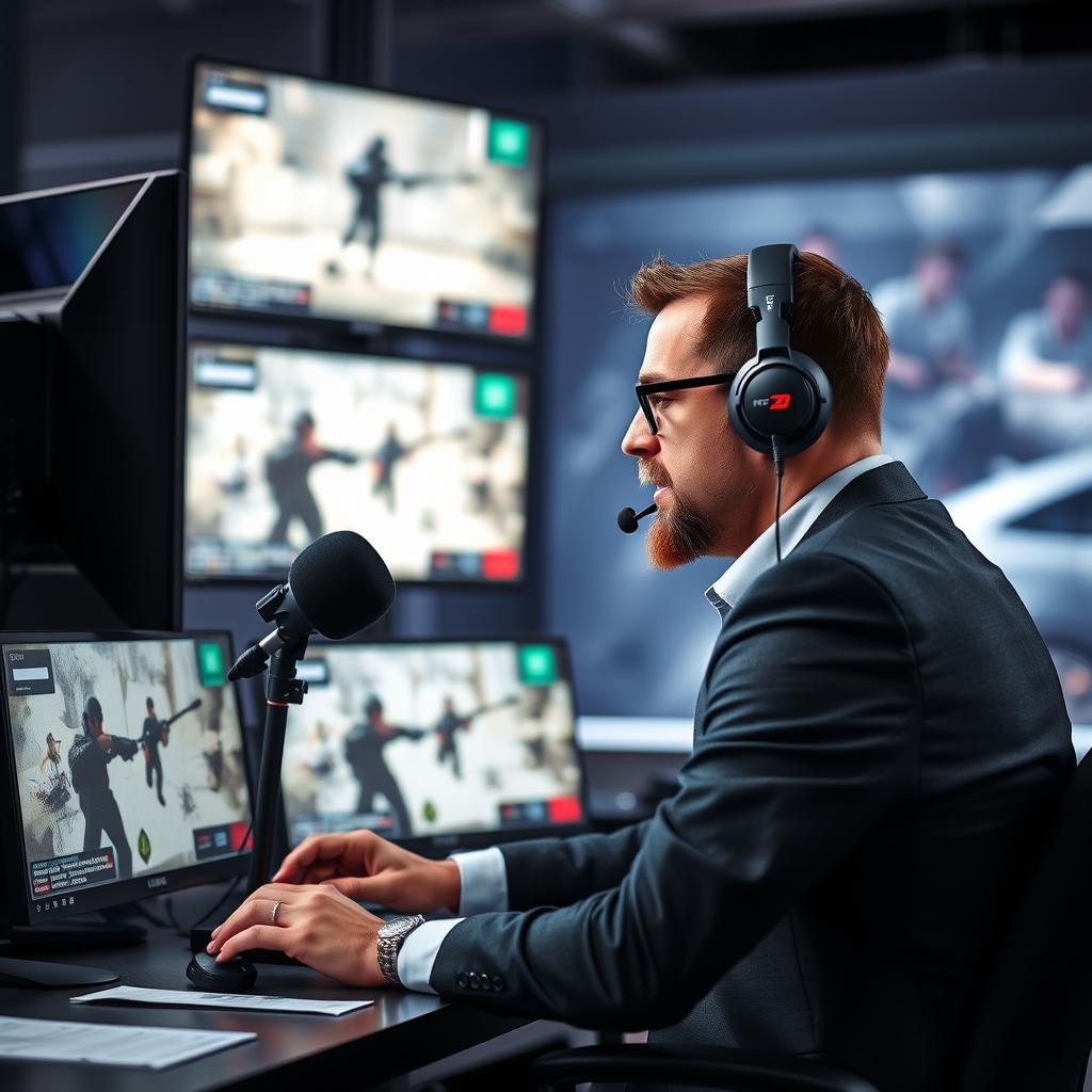 Semmler commentating a CS:GO tournament