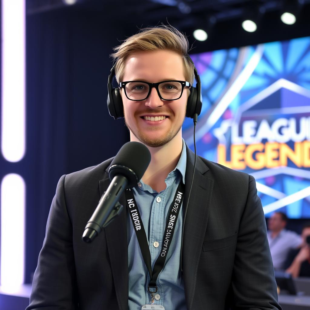 Sjokz hosting a League of Legends esports event
