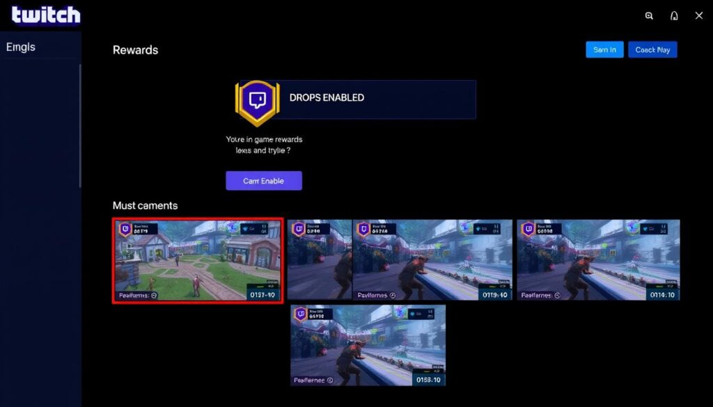 Twitch interface showing drops enabled and multi-stream viewing options