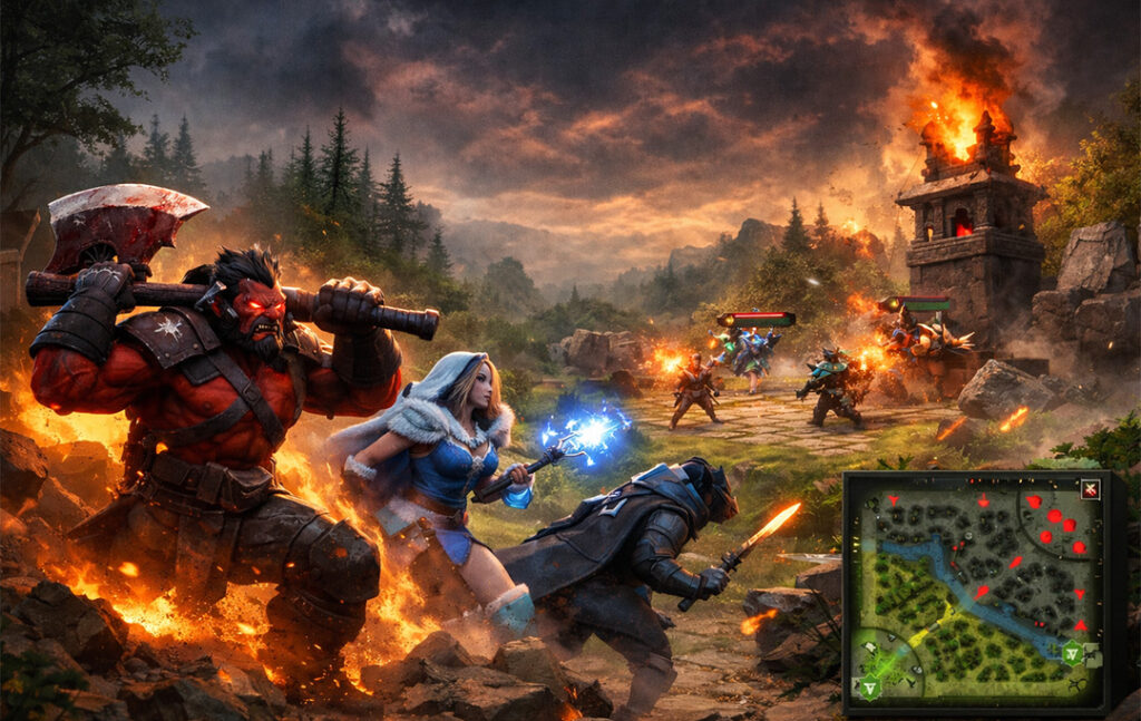 Epic clash in a forested battleground