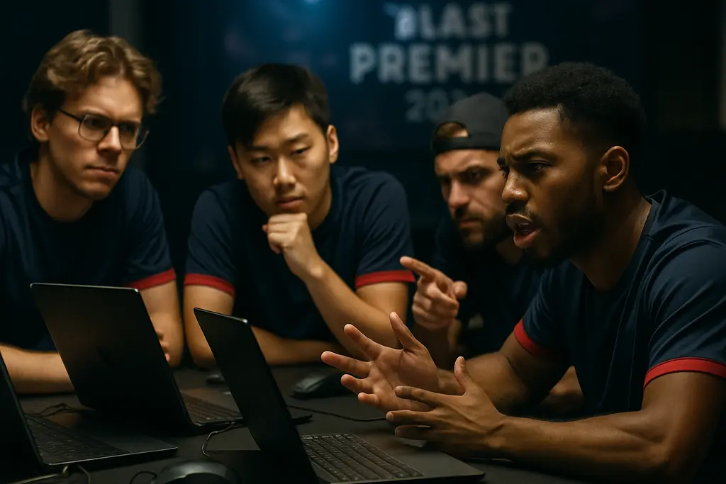 BLAST Premier 2027 LAN stage with teams preparing for a Counter-Strike match